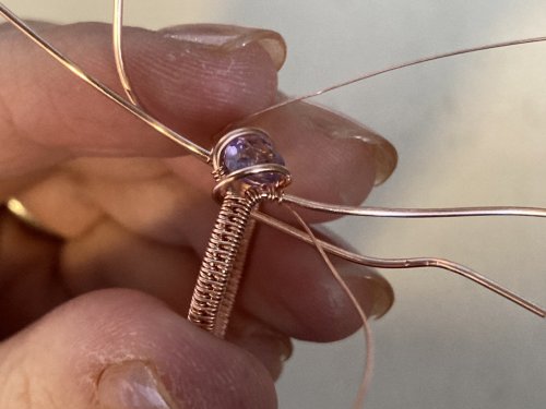 Elizabeth Schultz's Woven Solitaire Ring - , Wire Weaving, Weaving, Wire Weaving, Weaving Wire, secure the stone with the wires